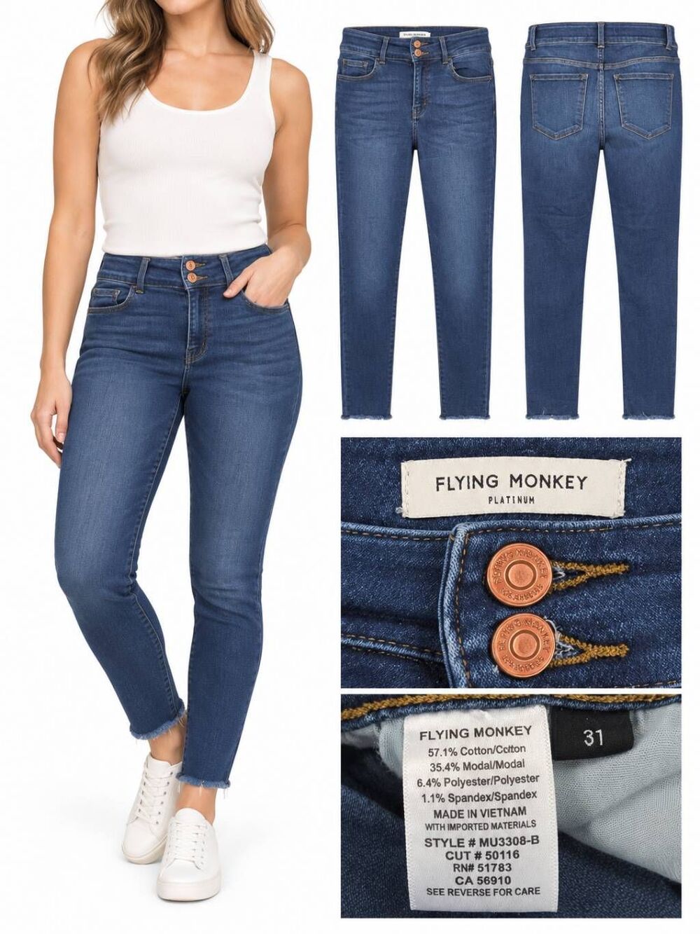 Flying Monkey 31 Platinum High Rise Skinny Raw Hem Jeans